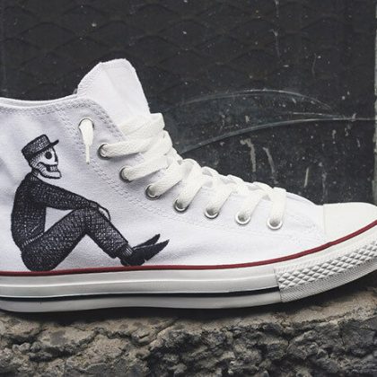 Converse All Star Custom Skeleton Crew HANDMADE painted disegnate a mano