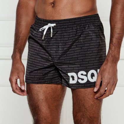 Dsquared2 Costume Mare Short Multilettering Nero Uomo 2025