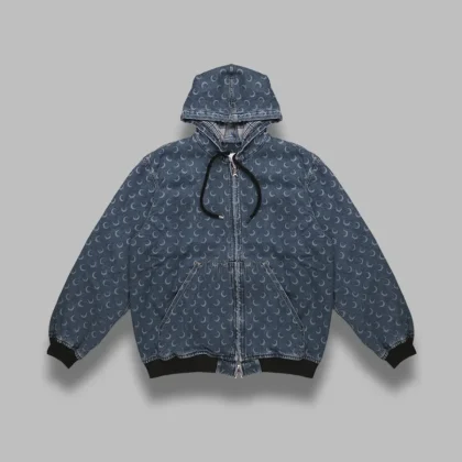 moon laser denim padded jacket