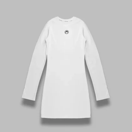 moon logo ribbed jersey ls mini dress