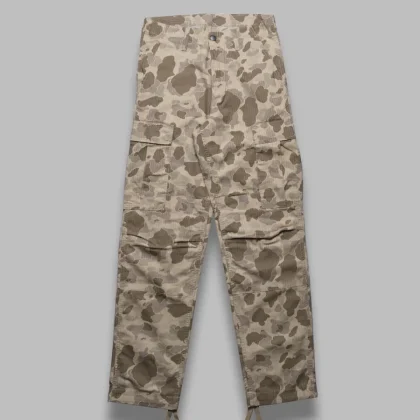 regular cargo pant cotton columbia ripstop, 6.5 oz camo duck, desert rinsed